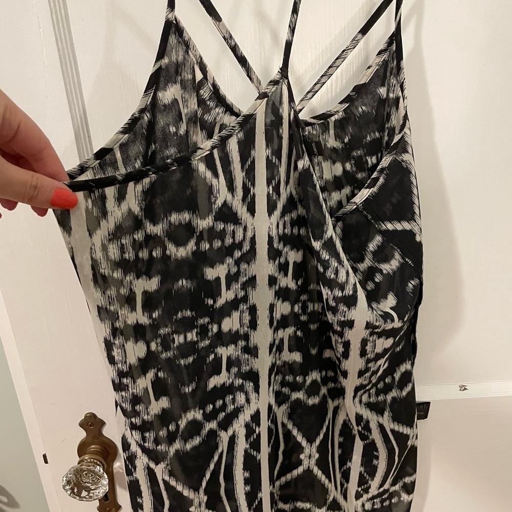 Black and white sheer string tank